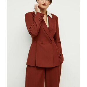 NEW MM Lafleur Gaia Sharkskin Blazer in Rust 14 Career Office Work Red Jacket
